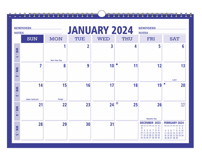 Royal Blue wall planner 2024