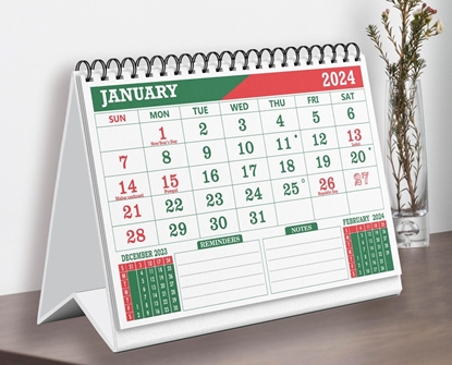 T807 Red/Green Table Calendar 2024