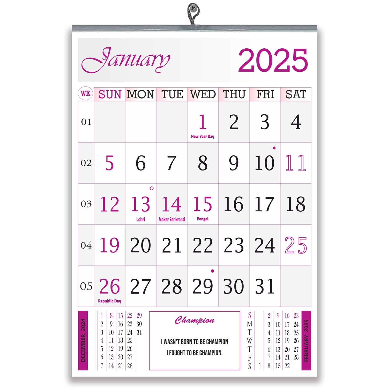 805 Purple English Monthly Calendar 2025