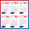 Click to zoom 807 Red Navy Blue English Monthly Calendar 2025