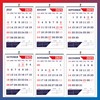 Click to zoom 807 Red Navy Blue English Monthly Calendar 2025