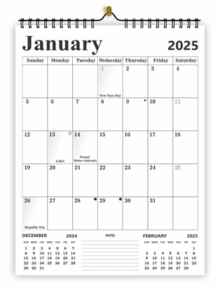 Black Wall Planner 2025