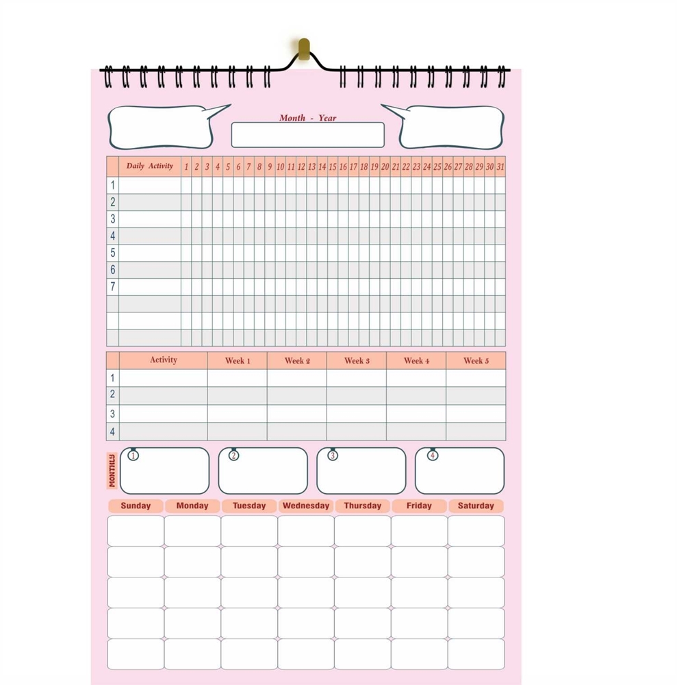 302 Pink 10x14" Habit Wall Tracker 1