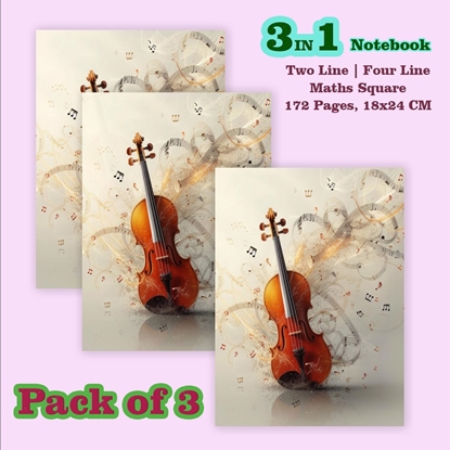 3in1 Notebook Pack of 3 Two Line, Four Line, Maths Square