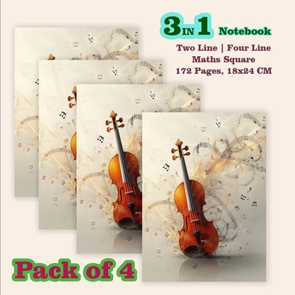 3in1 Notebook Pack of 4 Two Line, Four Line, Maths Square