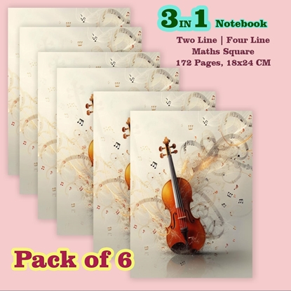 3in1 Notebook Pack of 6 Two Line, Four Line, Maths Square