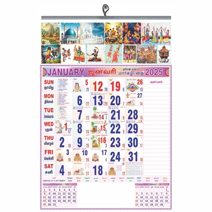 Pink Tamil Wall Calendar 2025