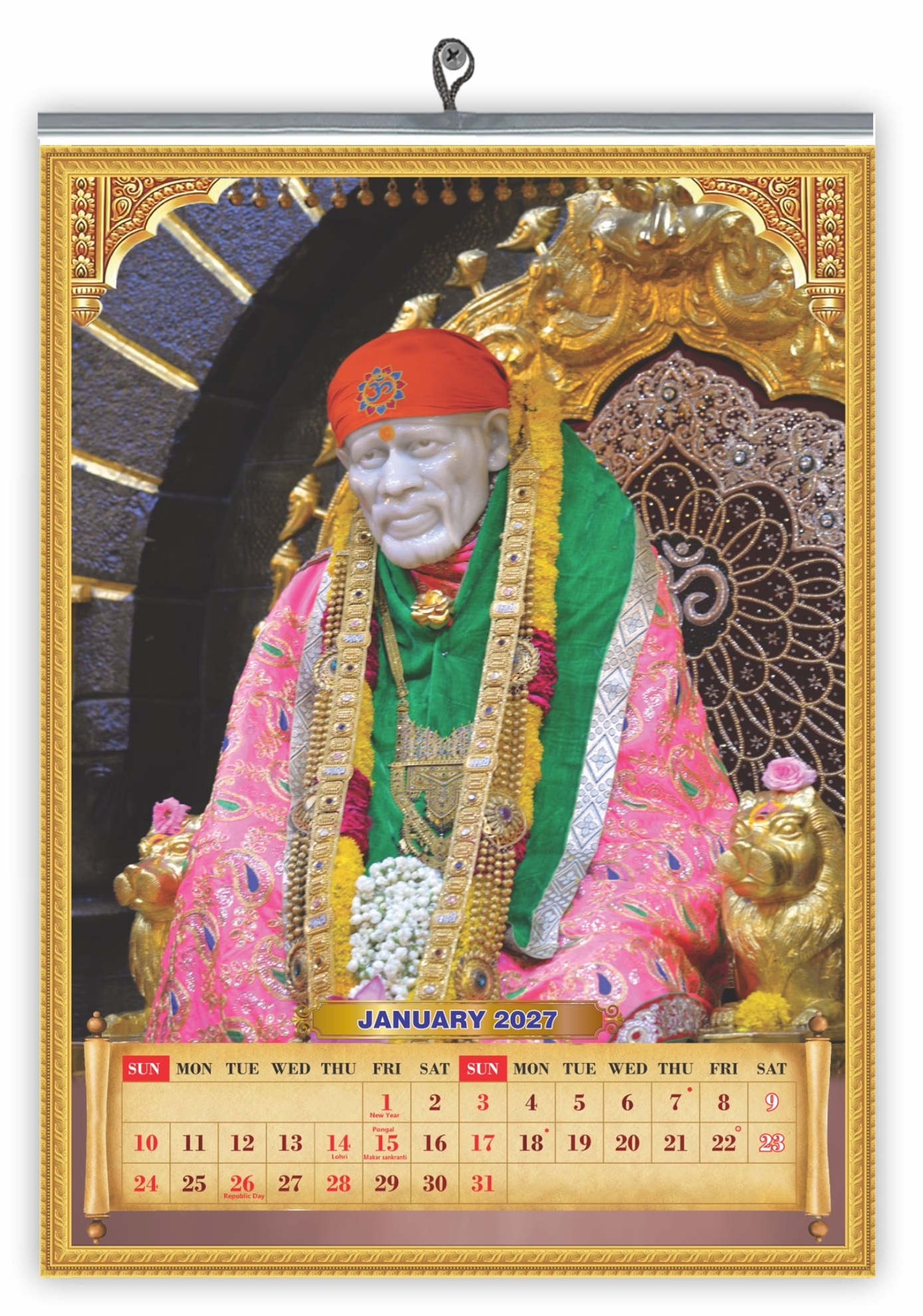 Saibaba Monthly wall Calendar 2027 