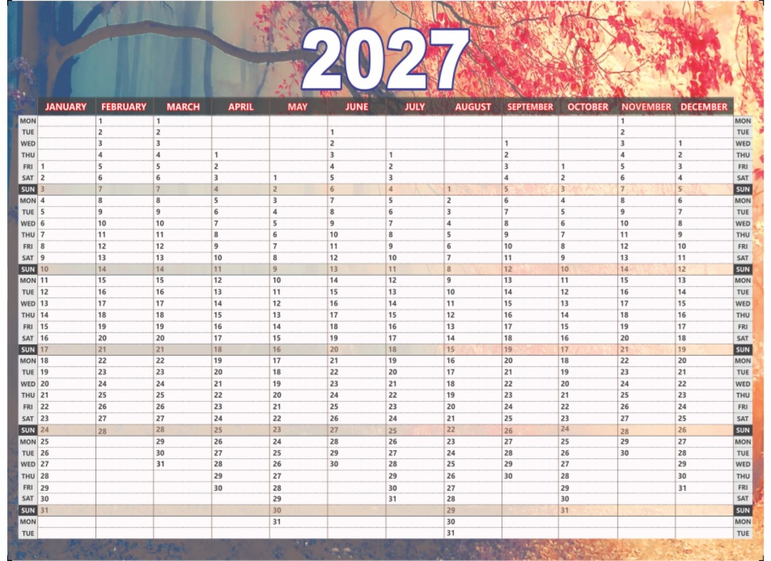 VP-1206-YP Tree Year Planner 2027