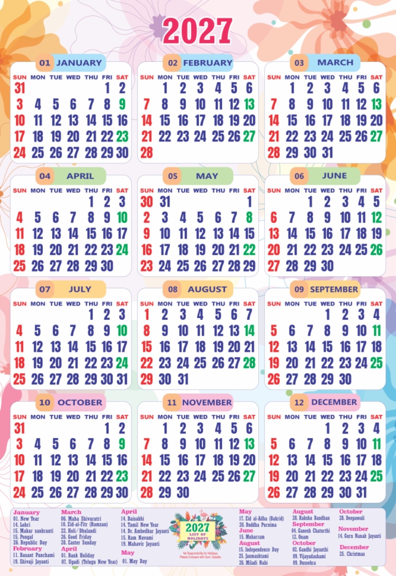 Vp-1301-Floral Year Planner 2027