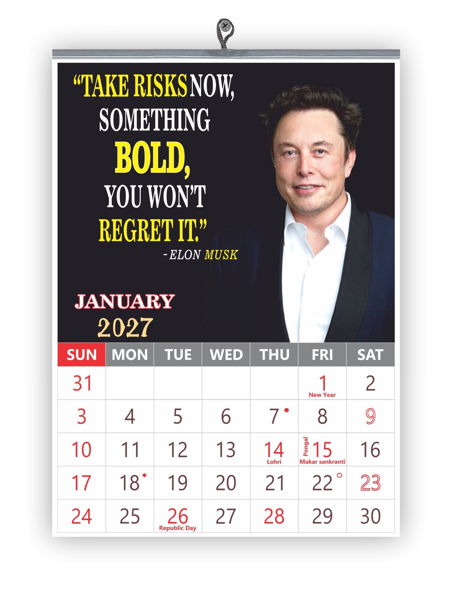 Entrepreneur Monthly wall Calendar 2027