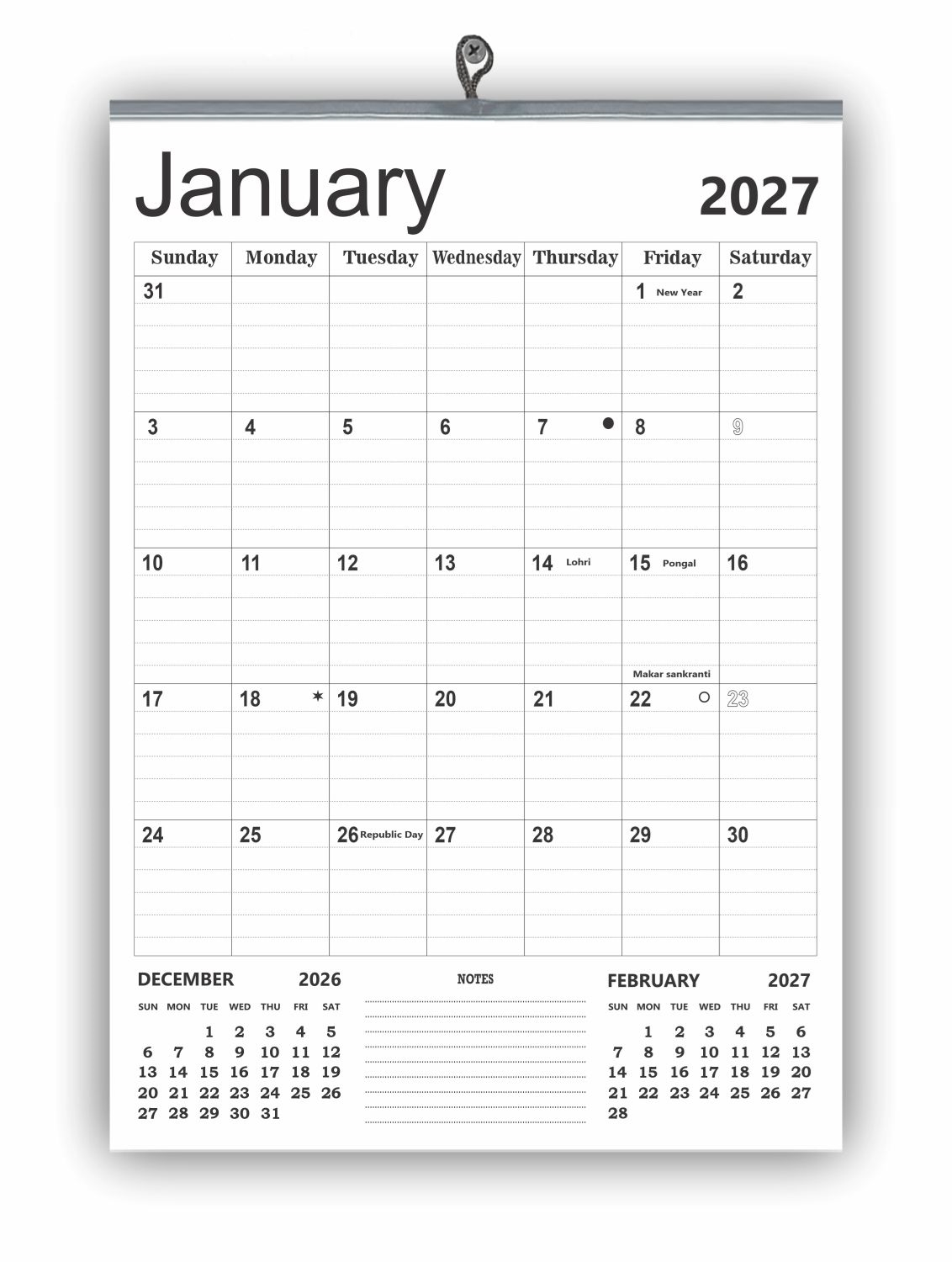 BlackLine Monthly Wall Planner 2027