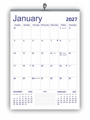 BlueColour Monthly Wall Planner 2027