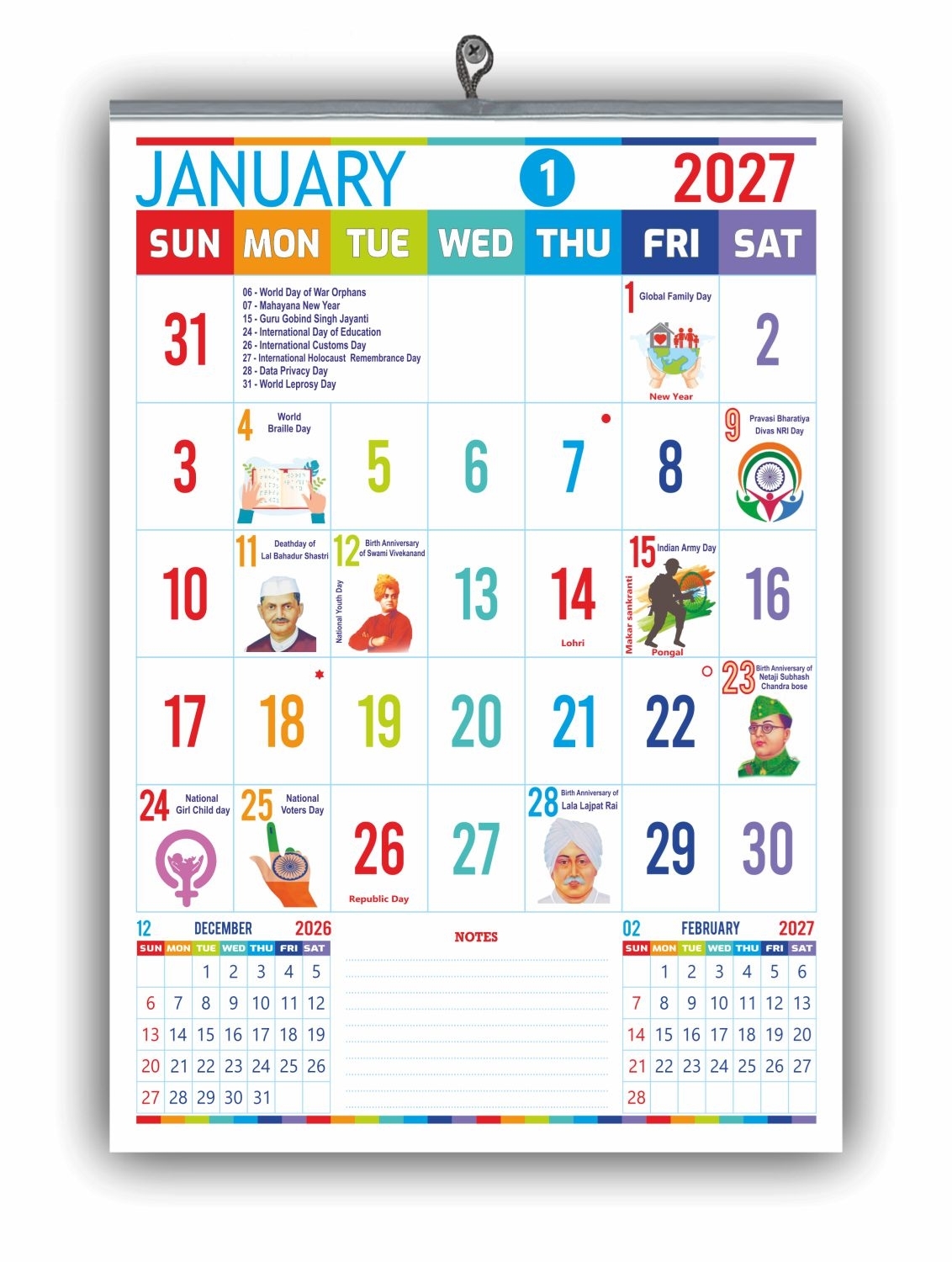 751 - Important  Date Monthly Wall Calendar 2027